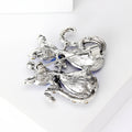 Pair of Crystal Cat Brooches in Emerald Green and Sapphire Blue view 3
