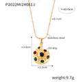 Gold Stainless Steel Spiral Pendant Necklace Multicolor Oil Drip view 6