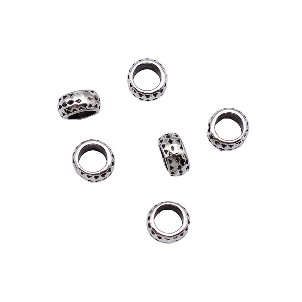 7.5x7.5x4mm 0.51g Antique Silver Zinc Alloy Round Large Hole Spacer Beads for DIY Bracelet Necklace Making