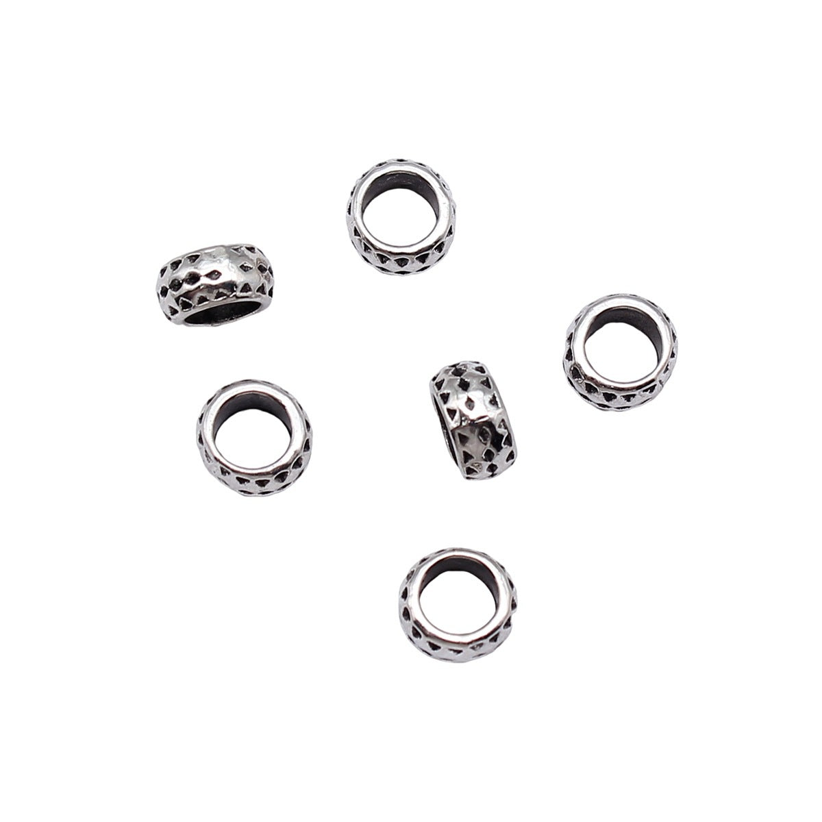 7.5x7.5x4mm 0.51g Antique Silver Zinc Alloy Round Large Hole Spacer Beads for DIY Bracelet Necklace Making