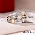 Floating Round Stone Multi-Row Ring In Three Metal Finishes view 4