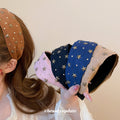 Fabric Star Studded Wide Headband Deep Coffee Brown view 1