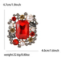 Rectangular Jewel And Pearl Cluster Brooch in Three Colors view 6