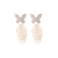 White Butterfly and Translucent Petal Silver Tone Stud Earrings view 5