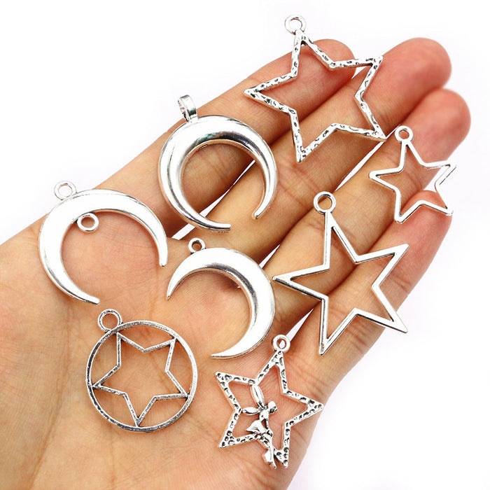 Open Star And Crescent Charms Jewelry Making Components
