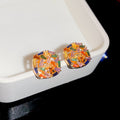 Gold Tone Multicolor Crystal Square Stud Earrings Fashion Jewelry view 6