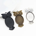 Owl Oval Pendant Tray Jewelry Making Components In Detailed Metal Finishes view 1