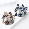 Crystal Peacock Brooch in Blue and Multicolor Finishes view 3