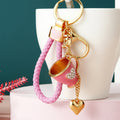 Heart Cup Keychains in Pink Red and Blue with Braided and Clasp Free Loops view 6