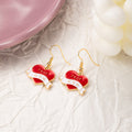 Red Mother's Day Motif Gold Tone Long Hook Earrings view 6