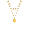 Layered Coin Portrait Medallion Triple Chain Necklace Set view 5