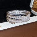 Gold Silver Pearl Rhinestone Multi Layer Open Cuffs view 10