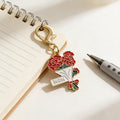 Red Carnation Mom Bouquet Enamel Keychain Gold Clasp view 4