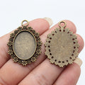 Daisy Oval Cabochon Tray In Antique Bronze And Antique Silver For Jewelry Making view 3