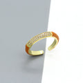 Gold Tone Crystal and Enamel Adjustable Open Rings in Six Colors view 4