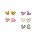 Gold Rim Enamel Heart Stud Earring Set Five Colors view 5