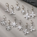 Silver Tone Clear Crystal Geometric Huggie Drop Earrings in Six Designs view 1