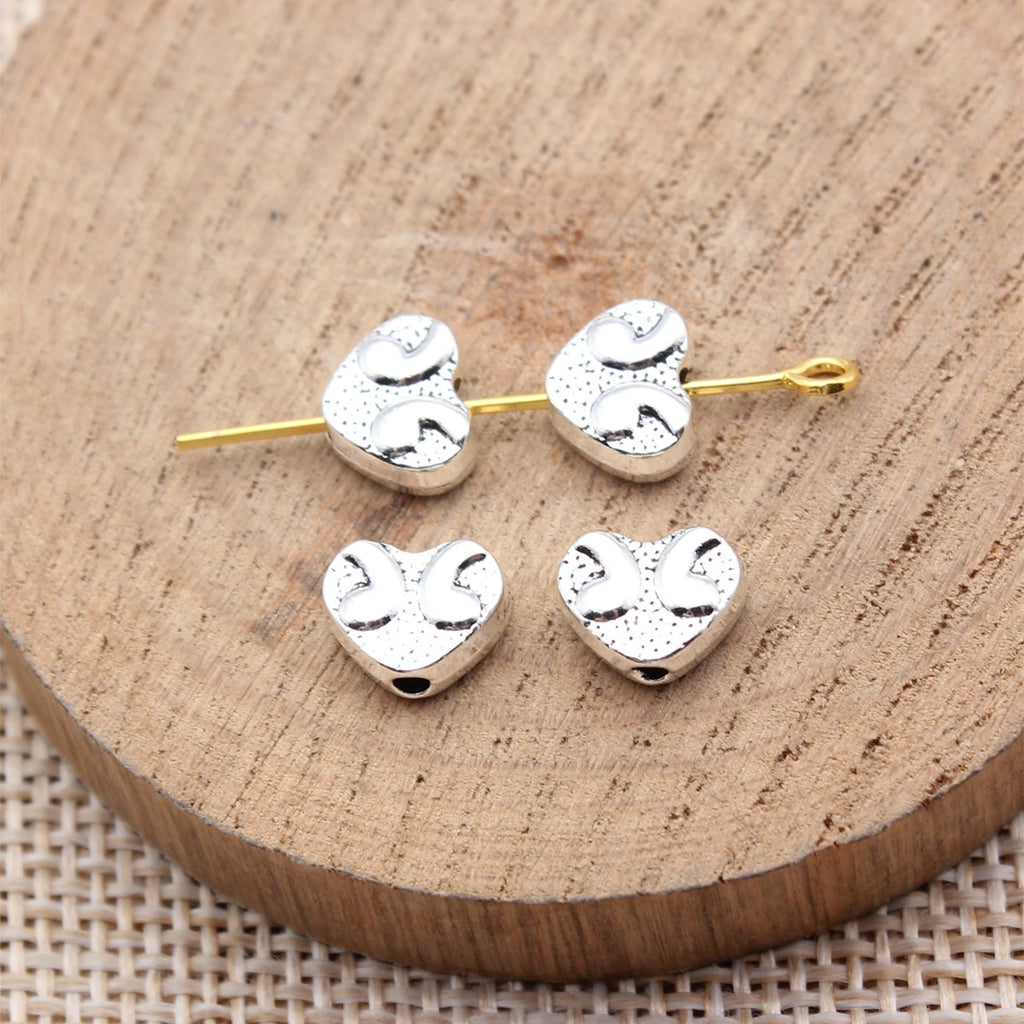 8.9x7.1x3.7mm 0.83g Antique Silver Zinc Alloy Heart Small Hole Spacer Beads for DIY Bracelet Jewelry Making