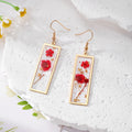 Rectangular Gold Frame Resin Dried Flower Earrings 7 Styles view 8