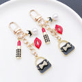 Black Red Pink and White Fashion Charm Keychains with Metal Hardware view 2