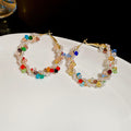 Colorful Beaded Hoop Earrings in Small and Large Sizes view 6