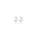 Silver Crushed Texture C Shape Open Hoop Stud Earrings view 5