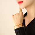 Matte Butterfly Hinge Bangle Bracelet Gold Rose Crystal view 4