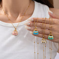 Colorful Handbag And Hat Enamel Pendant Necklace Set view 2