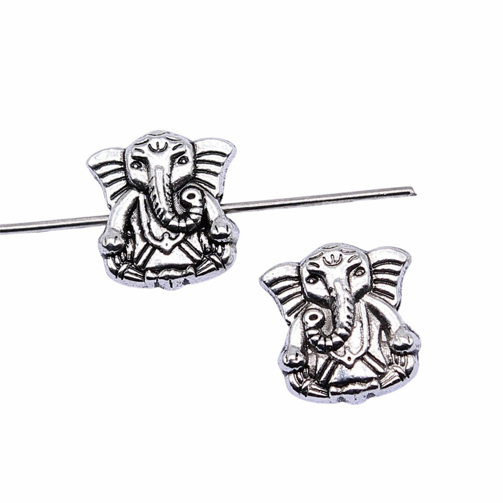 10x11mm 1.3g Antique Silver Zinc Alloy Ganesha Elephant Loose Metal Beads for DIY Jewelry Making