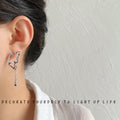 Silver Openwork Butterfly Wing Asymmetric Pearl Drop Earrings view 2