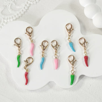 Colorful Enamel Long and Short Chili Pepper Lobster-Clasp Charms