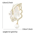 Shell Effect Butterfly Brooch With Crystal Flowers and Pearl Drop view 6