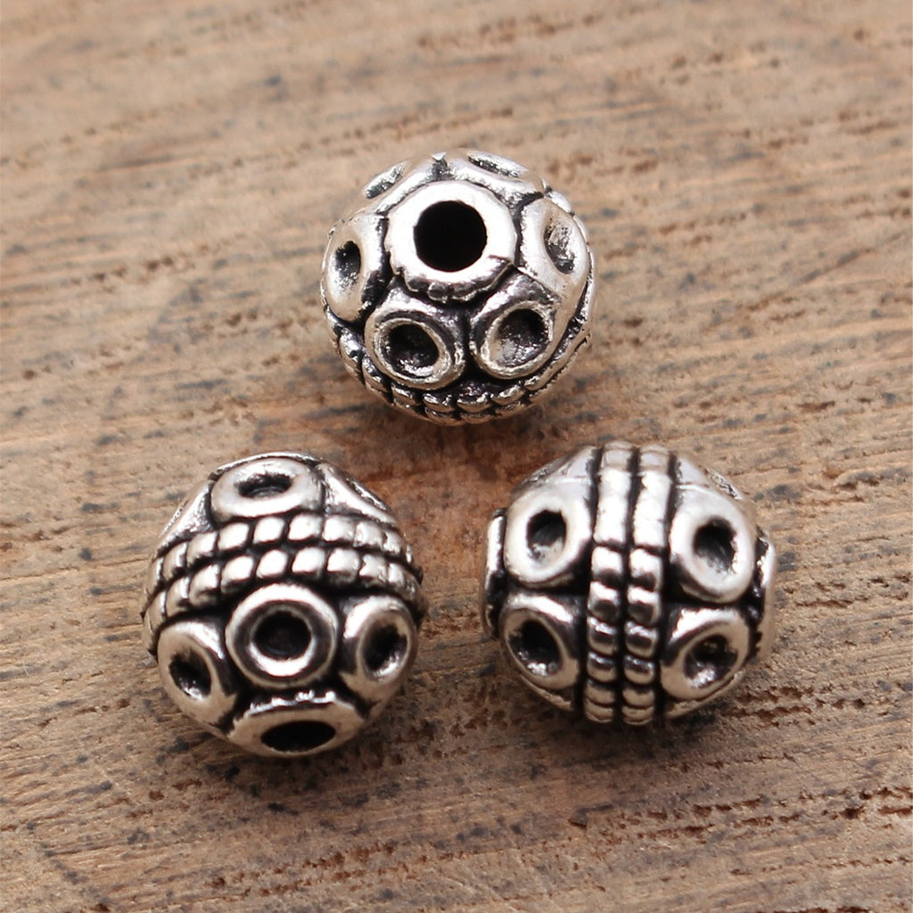 8.5x8.1x8.1mm 1.5g Antique Silver Zinc Alloy Round Hole Spacer Beads for DIY Bracelet Jewelry Making