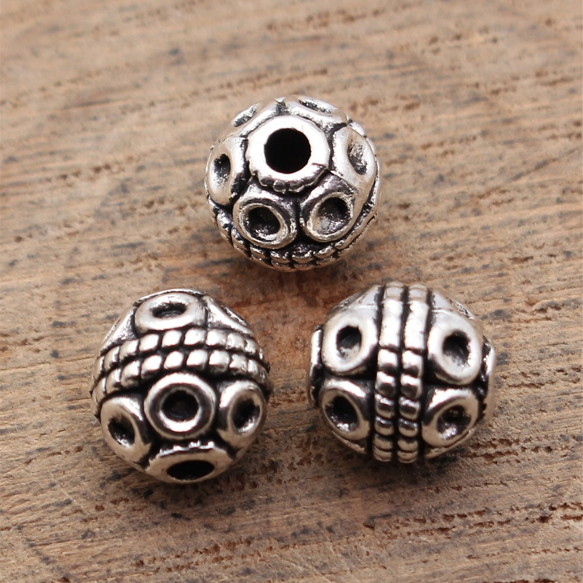 8.5x8.1x8.1mm 1.5g Antique Silver Zinc Alloy Round Hole Spacer Beads for DIY Bracelet Jewelry Making