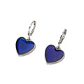 Silver Tone Dark Blue Motif Huggie Drop Earrings in Five Designs view 5