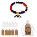Multicolor Bead Bat Charm Stretch Bracelet Gold Accents view 2