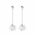 Long Silver Bar and Clear Look Flower Drop Earrings view 6