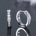 Channel-Set Square Clear Stone Hoop Earrings In Two Metal Tones view 1