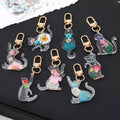 Resin Cat Silhouette Dried Flower Keychains 3 Styles view 1