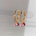 Gold-Tone Zircon Tassel Dangle Huggie Hoop Earrings view 4