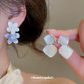 Purple and Silver Drop Stud Earrings in Two Designs view 2