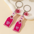 Pink Beaded Bottle Charm Keychain With Flower Bead Accent view 3
