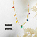 Gold Multicolor Zircon Charm Station Necklace and Bracelet view 2