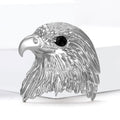 Sculpted Eagle Head Brooch in Gold or Silver With Black Eye view 3