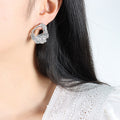 Irregular Hollow Textured Geometric Stud Earrings Gold Steel view 7