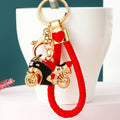 Enamel Motorcycle Keychains with Braided and Bare Wrist Loops view 1