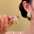 Gold Starfish And Shell Stud Earrings In Three Colors view 4