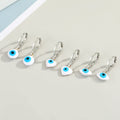 Silver Tone Huggie Evil Eye Drop Earrings in Three Shapes view 5