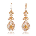Silver Tone Crystal Leaf Teardrop Openwork Crystal Four Designs Metal Dangle Earrings view 6