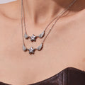 Crystal Winged Star Pendant Necklace in Gold and Silver Tone view 4